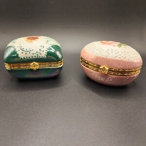 Two Floral Decorative Trinket Boxes